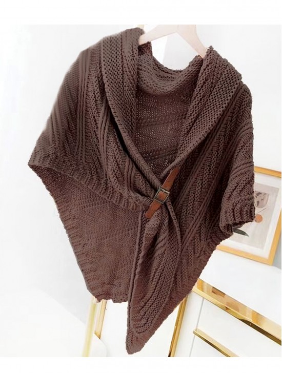 Knitted Cape w/ Buckle Detailing